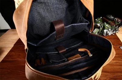 Fashion outdoor Leather Backpack-Inside