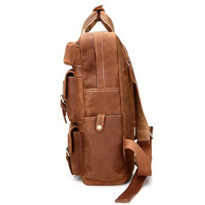 Fashion outdoor Leather Backpack-Side