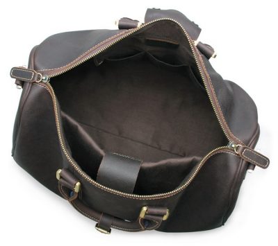 Leather Duffle Bag Weekend Bag-Inside