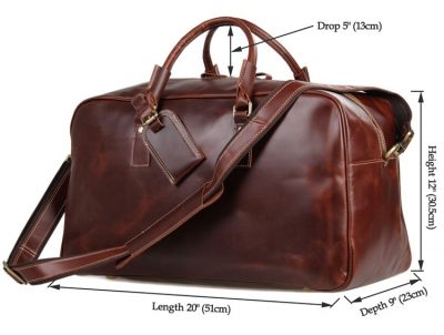 Leather Travel Duffle Bag Luggage Bag-Size