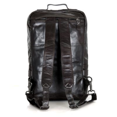 Men's Outdoor Camping Leather Backpack Travel Bag-Back