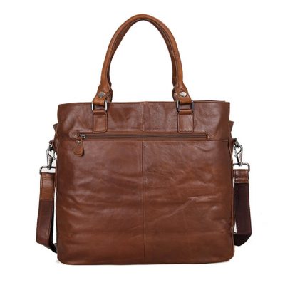 Unisex Leather Briefcase Laptop Bag-Back