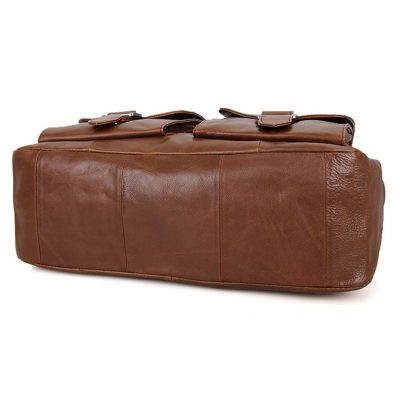 Unisex Leather Briefcase Laptop Bag-Bottom