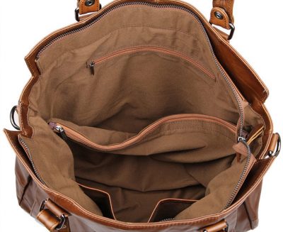 Unisex Leather Briefcase Laptop Bag-Inside