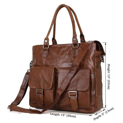 Unisex Leather Briefcase Laptop Bag-Size