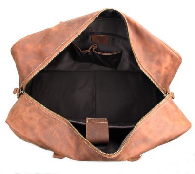 Unisex Leather Duffle Bag Travel Bag-Inside