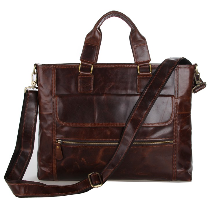 Vintage Leather Crossbody Laptop Bag