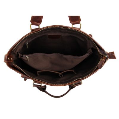 Vintage Leather Crossbody Laptop Bag-Inside