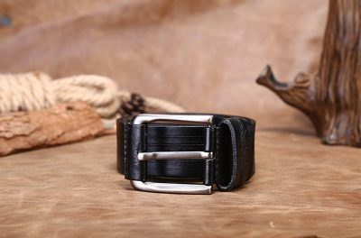 Black Classic Leather Belt-Long