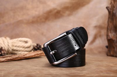 Black Classic Leather Belt-Long