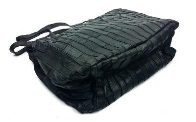 Black Mosaic Leather Handbag-Back