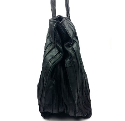Black Mosaic Leather Handbag-Left
