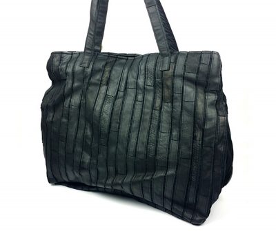 Black Mosaic Leather Handbag-Side