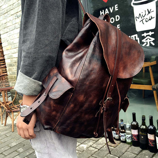 VANGOSEDUN leather backpacks for men