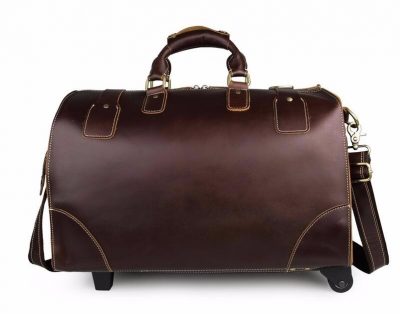 Classic Leather Travel Trolley Bag-Back