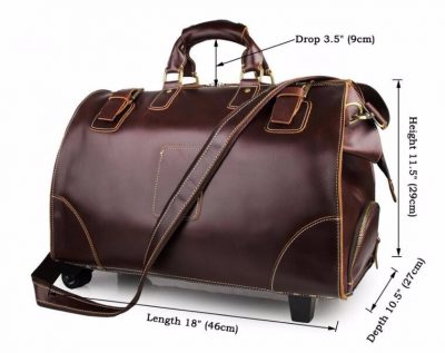 Classic Leather Travel Trolley Bag-Size