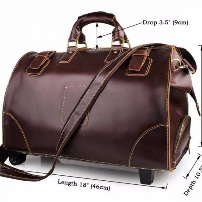 Classic Leather Travel Trolley Bag-Size