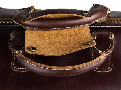 Classic Leather Travel Trolley Bag-Top botton