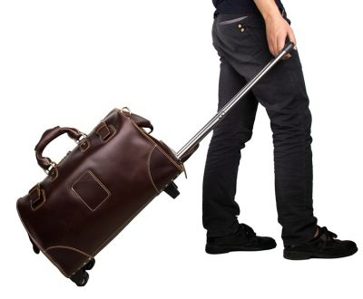 Classic Leather Travel Trolley Bags