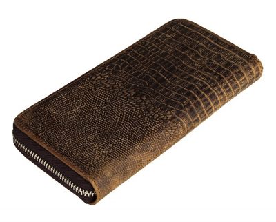 Crocodile Pattern Leather Clutch Wallet-Back