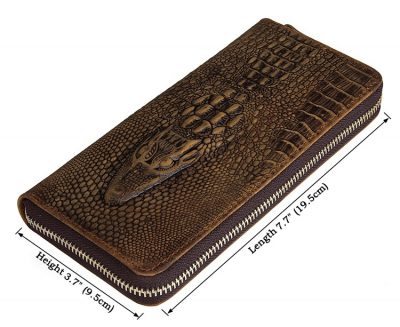 Crocodile Pattern Leather Clutch Wallet-Size