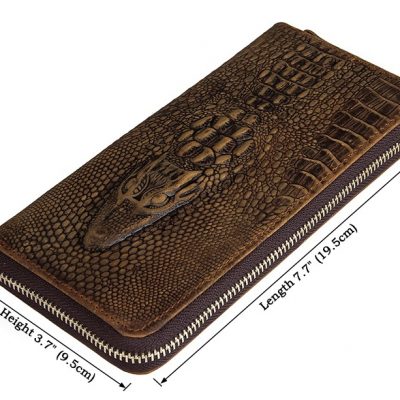 Crocodile Pattern Leather Clutch Wallet-Size