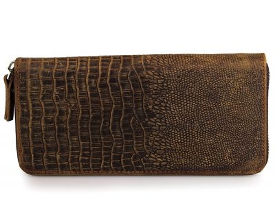 Crocodile Pattern Leather Clutch Wallet-Top