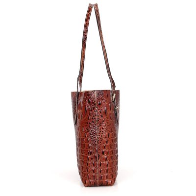 Crocodile Pattern Leather tote-Side