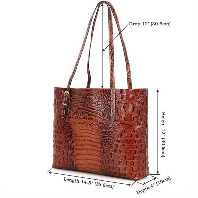 Crocodile Pattern Leather tote-Size