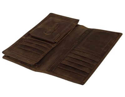 Dark Brown Leather Wallet Card Holder Wallet-Inside