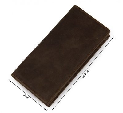 Dark Brown Leather Wallet Card Holder Wallet-Size