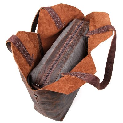 Designer Vintage Handmade Leather Tote Bag-Top