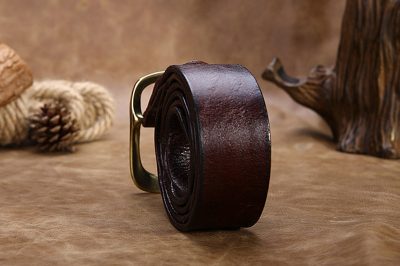 Handmade Dark Brown Mens Leather Belt-Back