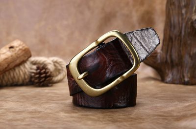 Handmade Dark Brown Mens Leather Belt-Buckle