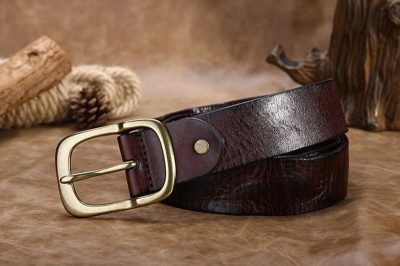 Handmade Dark Brown Mens Leather Belt-Long