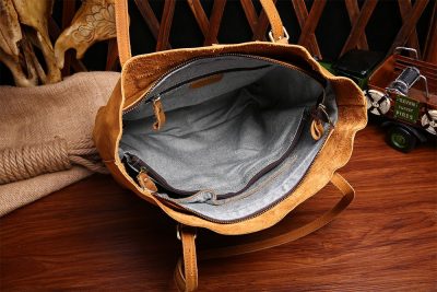 Handmade Vintage Leather Tote-Inside