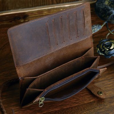 Leather Biker Wallet Card Holder Purse-Zipper