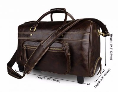 Leather Trolley Duffle Travel Bag-Size