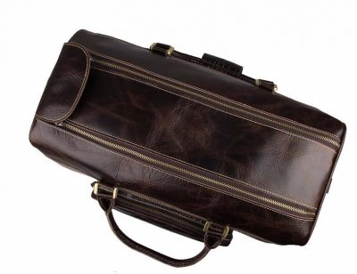 Leather Trolley Duffle Travel Bag-TOP