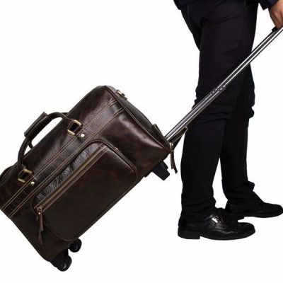 Leather Trolley Duffle Travel Bags