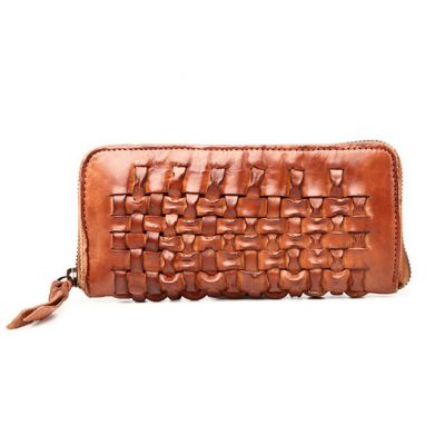 Long Vegetable Tanned Leather Purse-Front