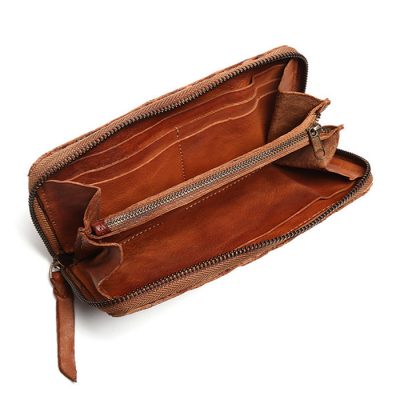 Long Vegetable Tanned Leather Purse-Inside