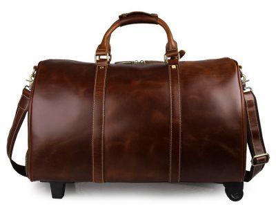 Noble Leather Trolley Travel Bag-Front