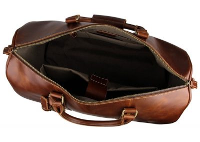 Noble Leather Trolley Travel Bag-Inside