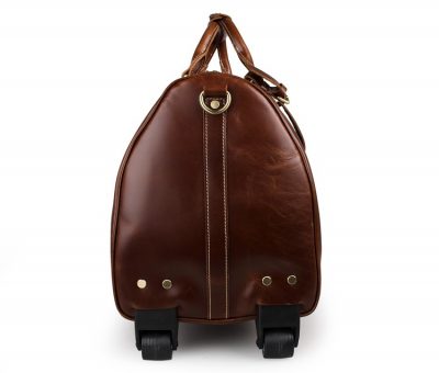 Noble Leather Trolley Travel Bag-Side Bottom