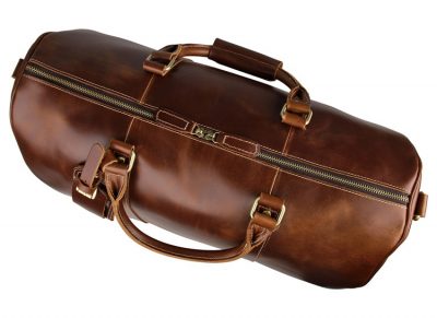 Noble Leather Trolley Travel Bag-Top