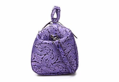 Purple embossed leather handbag-Side