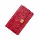Red Embossed Flowers Long Leather Purse Clutch Coin Purse Card Holder