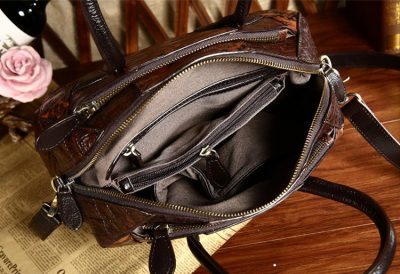 Shell Type Leather Handbag-Inside