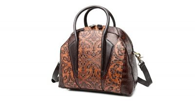 Shell Type Leather Handbag-Side